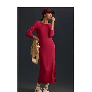 Anthropologie bright pink Long Sleeve Dress NWT